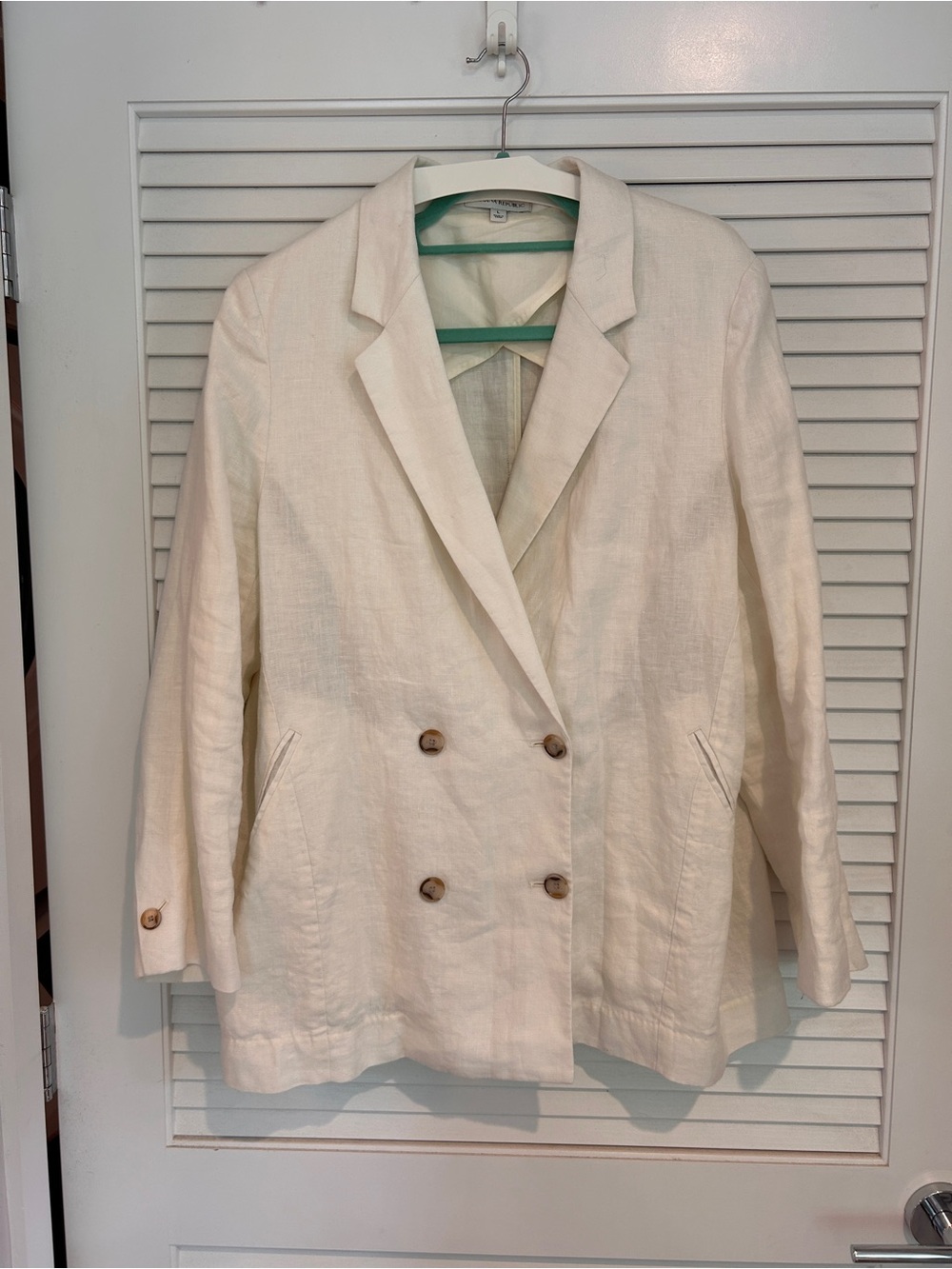 Relaxed Double-Breasted Linen Blazer